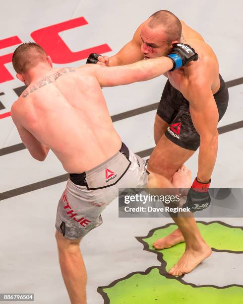 During a UFC bout at Little Caesars Arena on December 2, 2017 in Detroit, Michigan. Alvarez defeated Gaethje by TKO in Round-3.