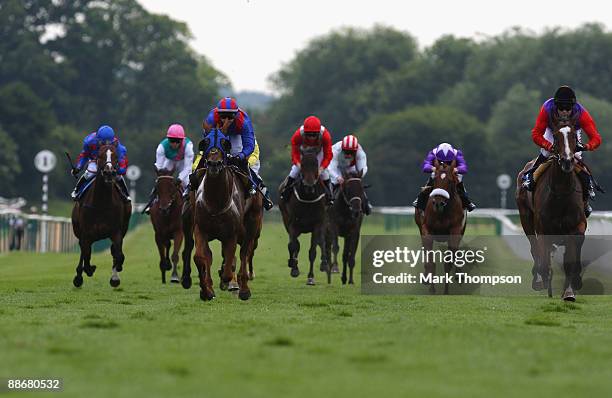 Golden Stream riden by Jamie Spencer wins the Eternal Stakes Race at Warwick racecourse on June 25, 2009 in Warwick, England.