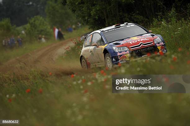 Daniel Sordo of Spain and Marc Marti of Spain compete in their Total Citroen C4 during the Shakedown of the WRC Rally of Poland in Mikolajki , Poland