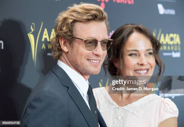 Simon Baker and wife Rebecca Rigg during the 7th AACTA Awards at The Star on December 6, 2017 in Sydney, Australia.