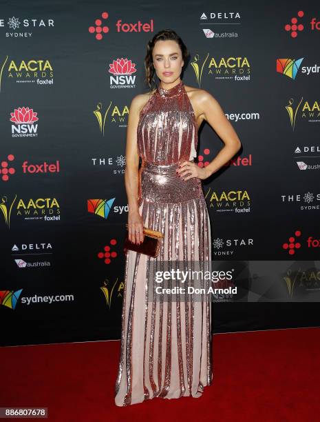 Jessica McNamee poses during the 7th AACTA Awards at The Star on December 6, 2017 in Sydney, Australia.