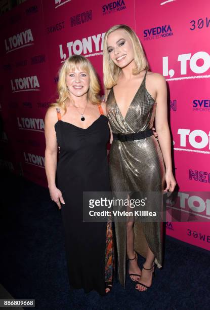 Tonya Harding and Margot Robbie attend NEON and 30WEST Present the Los Angeles Premiere of "I, Tonya" Supported By Svedka on December 5, 2017 in Los...