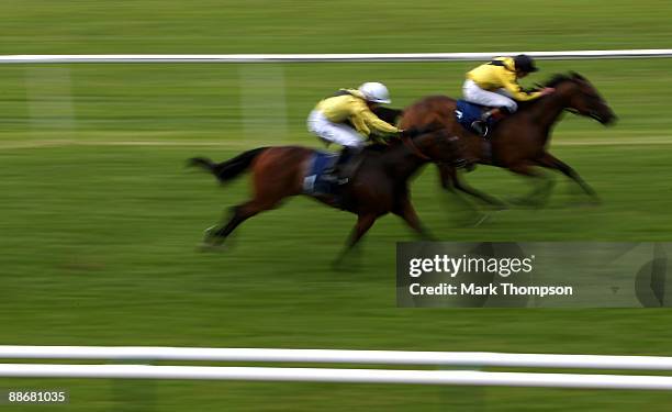 Barons Spy riden by James Doyle romps home to win during the Racing UK Live In Your Living Romm Handicap stakes Race at Warwick racecourse on June...