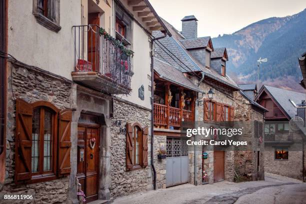 typical pyrenees village,huesca,spain - christmas town stock pictures, royalty-free photos & images