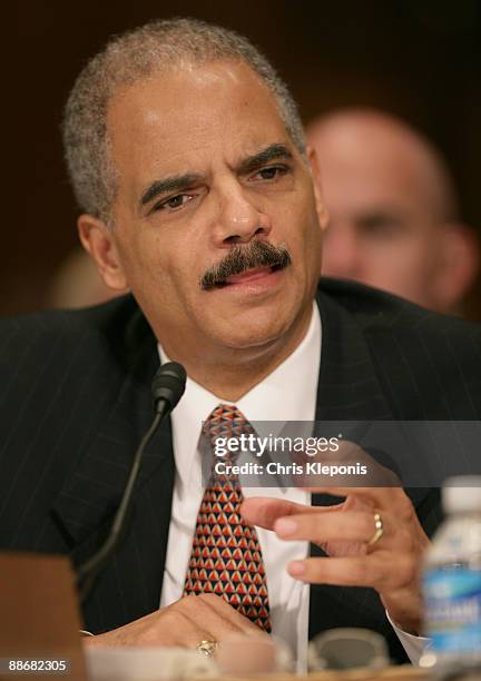 Attorney General Eric Holder appears before the Senate Judiciary Committee in Washington, DC to discuss a federal hate crime bill, Thursday, June 25,...