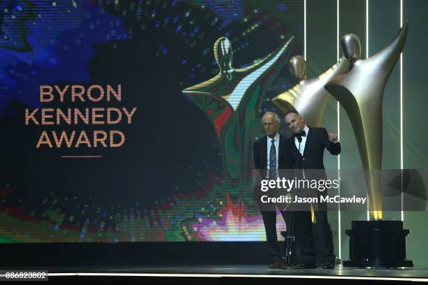 Martin Butler and Bentley Dean accept the Byron Kennedy Award during the 7th AACTA Awards Presented by Foxtel | Ceremony at The Star on December 6,...