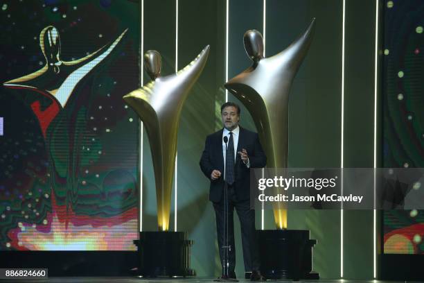 Russell Crowe presents the AACTA Award for Best Asian Film Presented By PR Asia during the 7th AACTA Awards Presented by Foxtel | Ceremony at The...