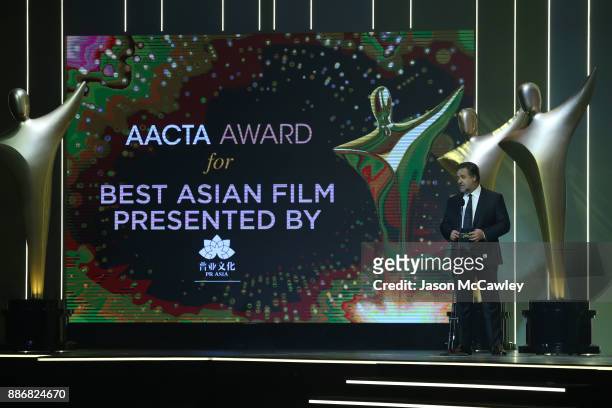 Russell Crowe presents the AACTA Award for Best Asian Film Presented By PR Asia during the 7th AACTA Awards Presented by Foxtel | Ceremony at The...