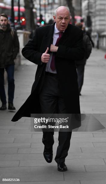 British First Secretary of State and Minister for the Cabinet Office Damian Green arriving for work at Downing Street on December 6, 2017 in London,...