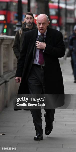 British First Secretary of State and Minister for the Cabinet Office Damian Green arriving for work at Downing Street on December 6, 2017 in London,...