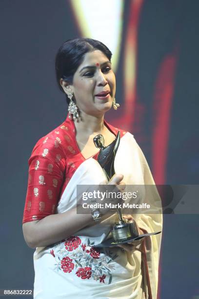 Sakshi Tanwar accepts the AACTA Award on behalf of Dangal for Best Asian Film Presented By PR Asia during the 7th AACTA Awards Presented by Foxtel |...