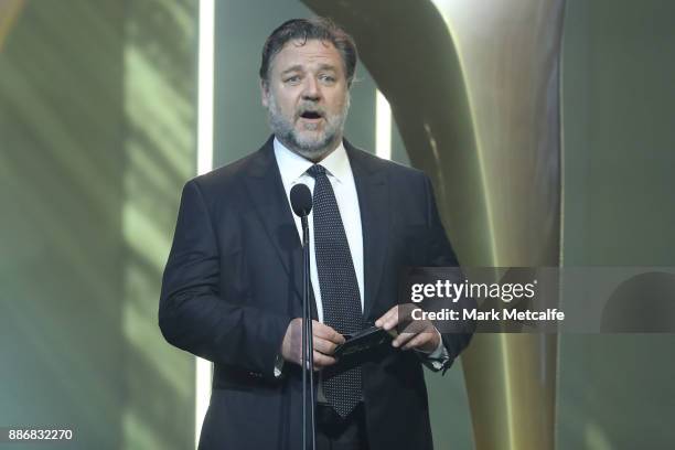 Russell Crowe presents the AACTA Award for Best Asian Film Presented By PR Asia during the 7th AACTA Awards Presented by Foxtel | Ceremony at The...