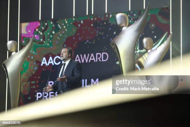 Russell Crowe presents the AACTA Award for Best Asian Film Presented By PR Asia during the 7th AACTA Awards Presented by Foxtel | Ceremony at The...