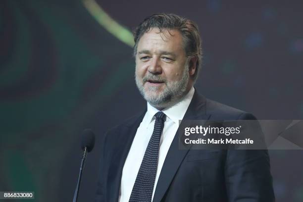 Russell Crowe presents the AACTA Award for Best Asian Film Presented By PR Asia during the 7th AACTA Awards Presented by Foxtel | Ceremony at The...