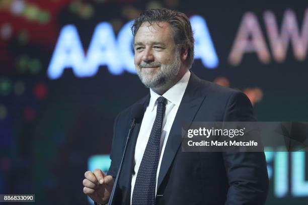 Russell Crowe presents the AACTA Award for Best Asian Film Presented By PR Asia during the 7th AACTA Awards Presented by Foxtel | Ceremony at The...