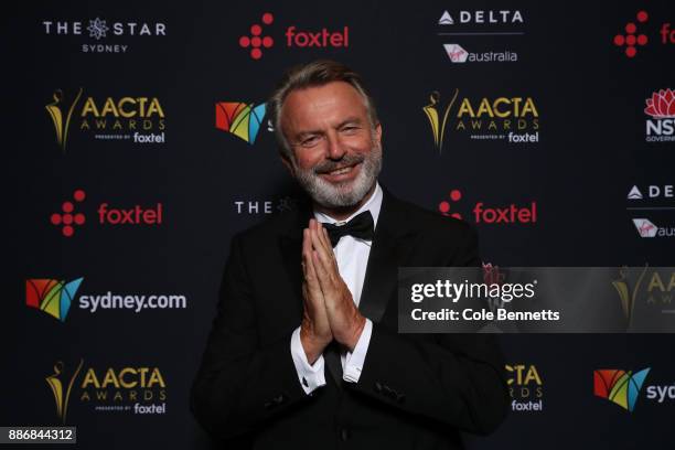 Sam Neill poses in the Media Room during the 7th AACTA Awards Presented by Foxtel | Ceremony at The Star on December 6, 2017 in Sydney, Australia.