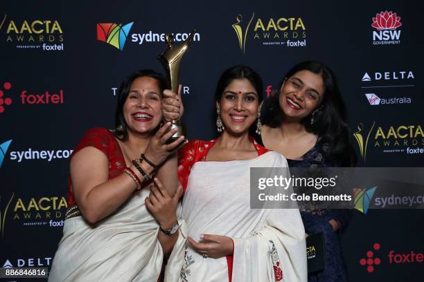 Sakshi Tanwar poses with an AACTA Award on behalf of Dangal for Best Asian Film Presented By PR Asia during the 7th AACTA Awards Presented by Foxtel...