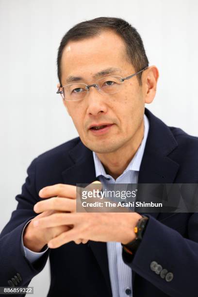 Kyoto University Center for iPS Research and Application Director Shinya Yamanaka speaks during the Asahi Shimbun interview on December 5, 2017 in...