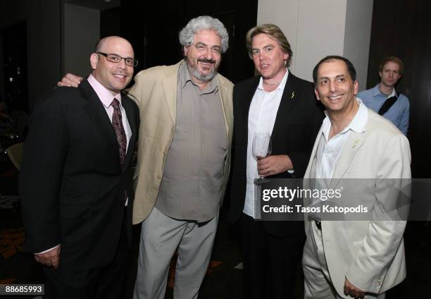 Dan Uslan, Harold Ramis, Lou Carrier and Scott Greenberg attends the celebration of "Year One" hosted by Michigan Avenue at Roof - The Wit Hotel on...