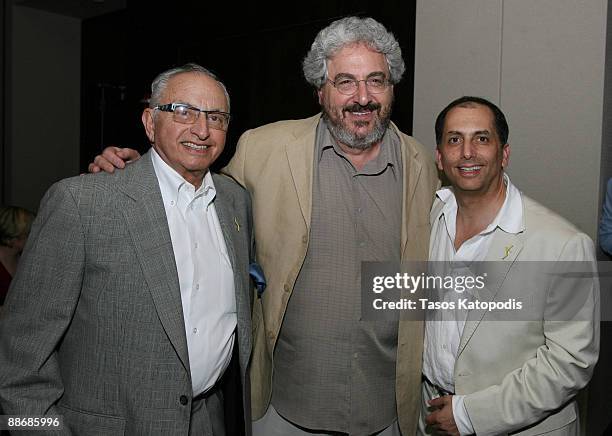 Jerry Greenberg, Harold Ramis and Scott Greenberg attends the celebration of "Year One" hosted by Michigan Avenue at Roof - The Wit Hotel on June 23,...