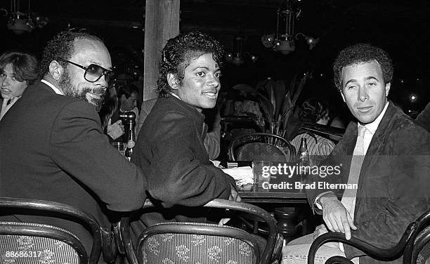 Quincy Jones, Michael Jackson and David Geffen at a post concert party at Universal Studios circa 1982 in Los Angeles, California. **EXCLUSIVE**