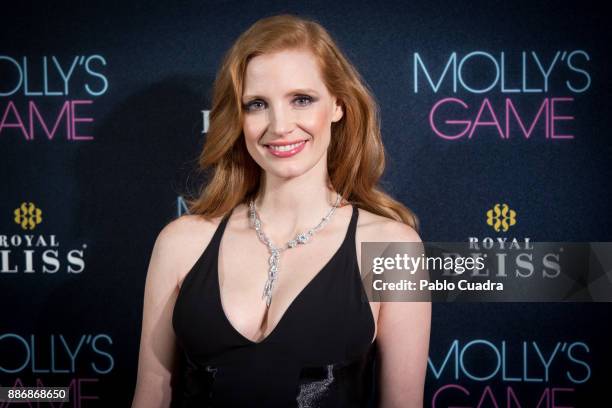 Actress Jessica Chastain attends 'Molly's Game' Madrid premiere at Callao Cinema on December 4, 2017 in Madrid, Spain.