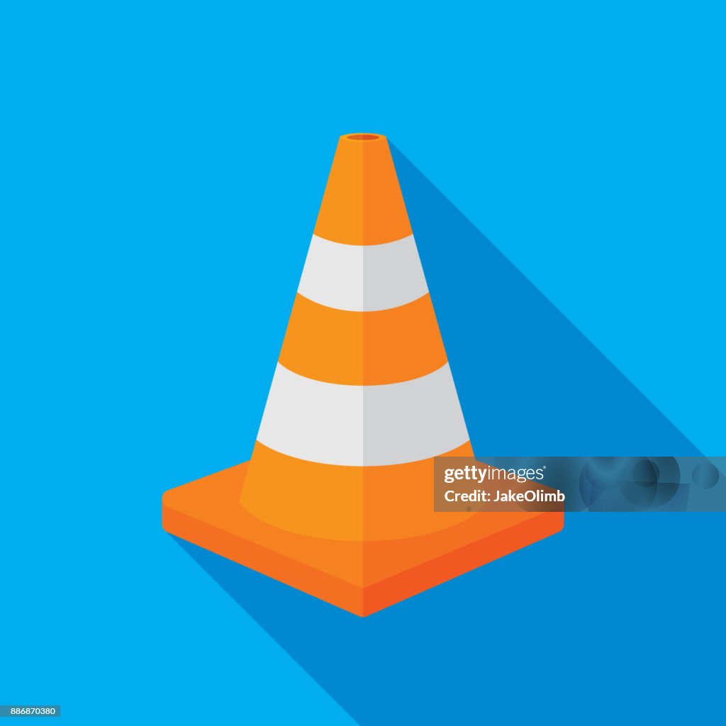 Traffic Cone Icon Flat