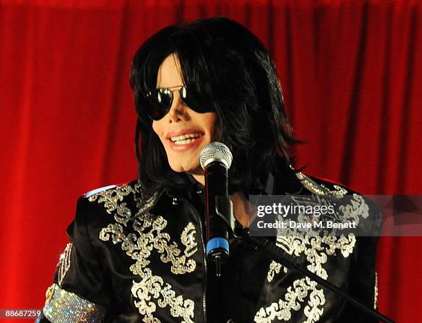 Michael Jackson announces plans for Summer residency at the O2 Arena at a press conference held at the O2 Arena on March 5, 2009 in London, England....