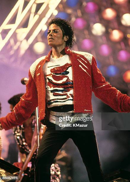 Michael Jackson performs in concert circa 1990.