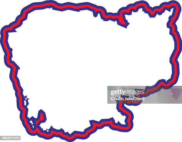 ilustrações de stock, clip art, desenhos animados e ícones de cambodia outline - bandeira do camboja
