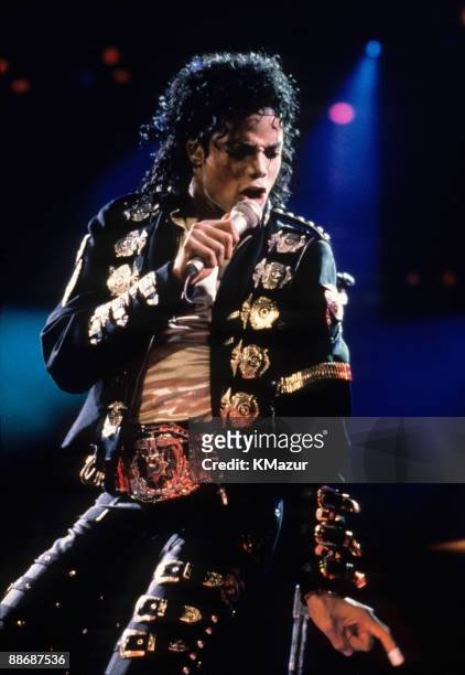 Michael Jackson performs in concert circa 1990.