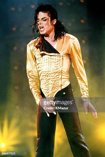 Michael Jackson performs in concert circa 1990.