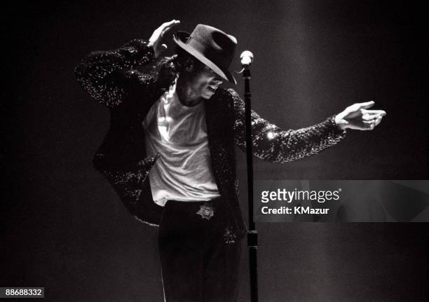 Michael Jackson performs in concert circa 1995.