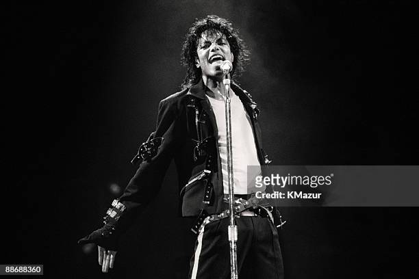 Michael Jackson performs in concert circa 1988.