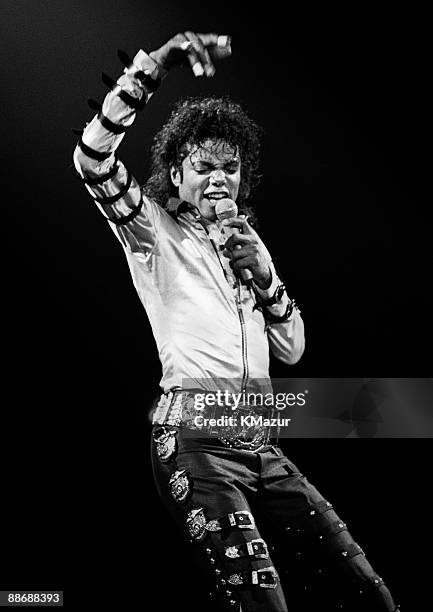 Michael Jackson performs in concert circa 1988.