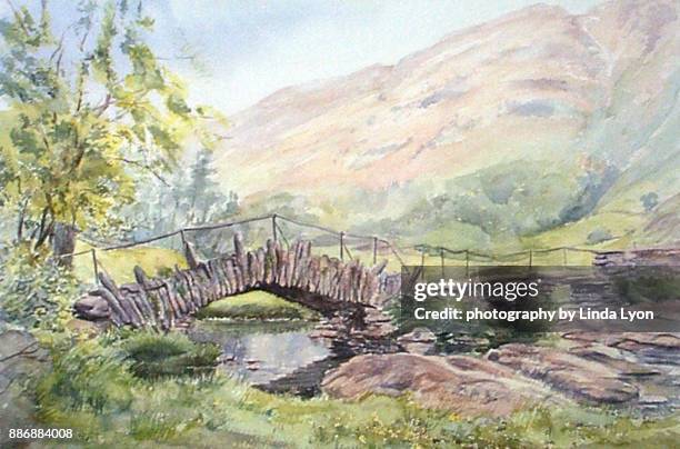 slaters bridge watercolour - packhorse bridge bildbanksfoton och bilder