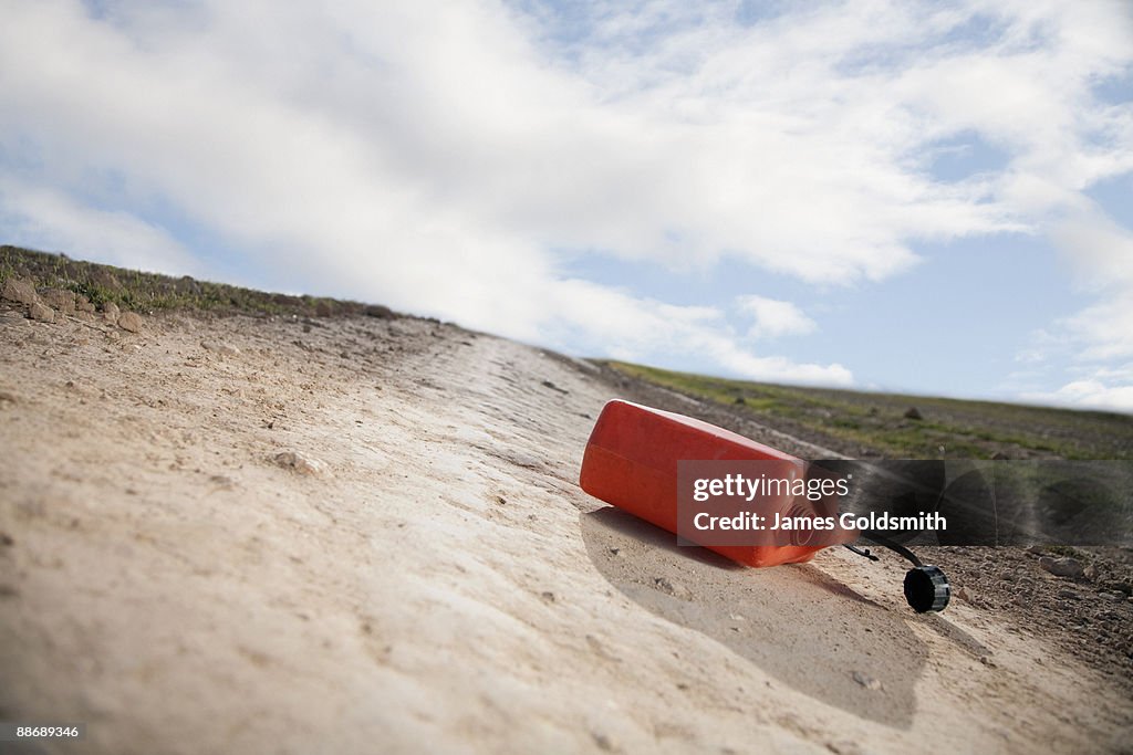 Close up of gas can in remote area