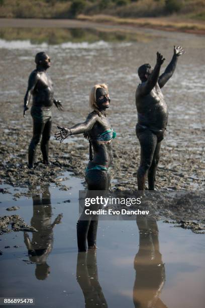 salt pan mud bath - mudbath stock pictures, royalty-free photos & images