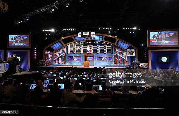 General view of the stage during the 2009 NBA Draft at the Wamu Theatre at Madison Square Garden June 25, 2009 in New York City. NOTE TO USER: User...