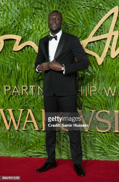 Stormzy attends The Fashion Awards 2017 in partnership with Swarovski at Royal Albert Hall on December 4, 2017 in London, England.