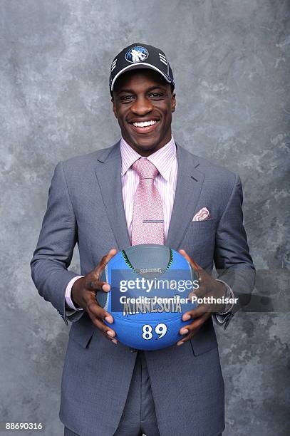 Jonny Flynn poses for a portrait during the 2009 NBA Draft at The WaMu Theatre at Madison Square Garden on June 25, 2009 in New York, New York. NOTE...