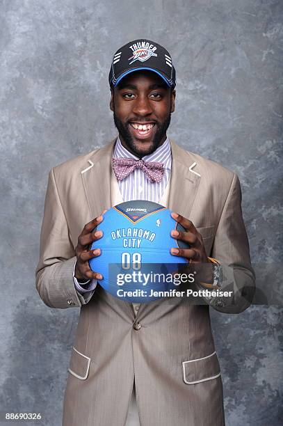 James Harden poses for a portrait during the 2009 NBA Draft at The WaMu Theatre at Madison Square Garden on June 25, 2009 in New York, New York. NOTE...