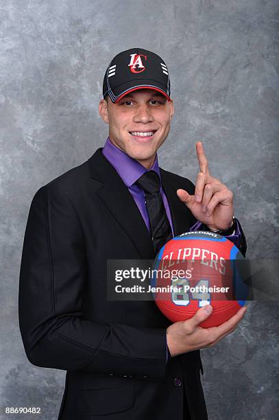 Blake Griffin, selected number one overall by the Los Angeles Clippers poses for a portrait during the 2009 NBA Draft on June 25, 2009 at the WaMu...