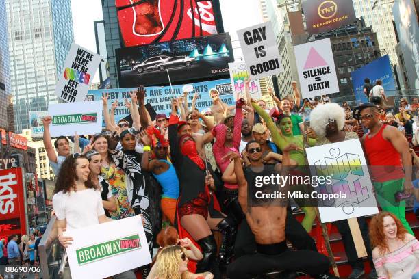 Dancers, Voguers, Drag Performers and and Sailors from Various Broadway shows attend the 40th Anniversary of the Stonewall Riots in Times Square on...