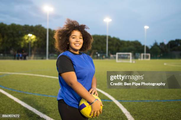 female football player, hackney, east london, uk - black girls stock pictures, royalty-free photos & images