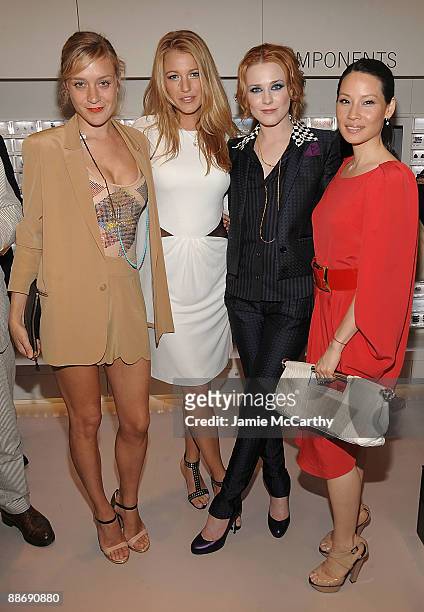Chloe Sevigny,Blake Lively,Evan Rachel Wood and Lucy Liu attend the store opening at Swarovski Crystallized NYC Store on June 25, 2009 in New York...