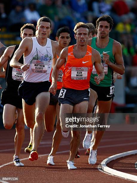 Alan Webb runs the heat of the 1500m during day 1 of the USA Track and Field National Championships on June 25, 2009 at Hayward Field in Eugene,...