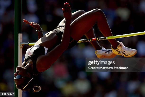 Sharon Day competes in the high jump final during the USA Outdoor Track & Field Championships at Hayward Field on June 25, 2009 in Eugene, Oregon.