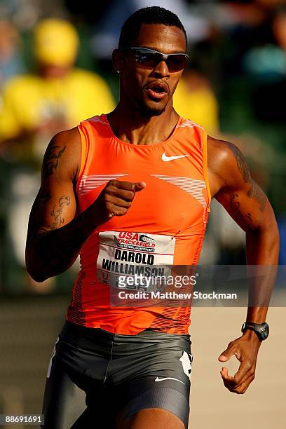 Darold Williamson competes in the first round of the 400 meter event during the USA Outdoor Track & Field Championships at Hayward Field on June 25,...