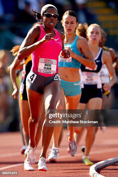 Hazel Clark competes in the first round of the 400 meter event during the USA Outdoor Track & Field Championships at Hayward Field on June 25, 2009...